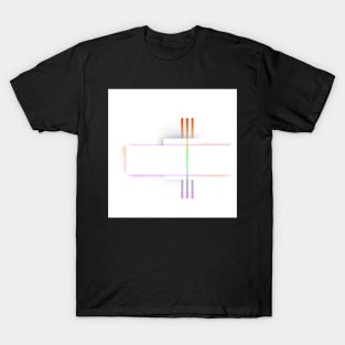 Minimal rainbow geometric white T-Shirt